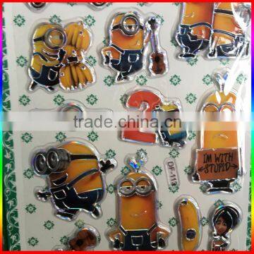 Lovely Minions Embossed PVC Stickers for Children