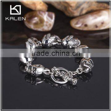 High Italian Skull Bracelet With Stainless Steel Bracelet Clasp photo-2