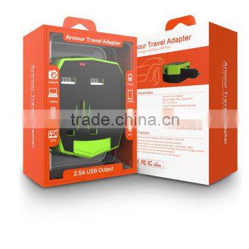 Universal Promotional Portable Armour Dual USB Car Charger With Plug Adaptor photo-4