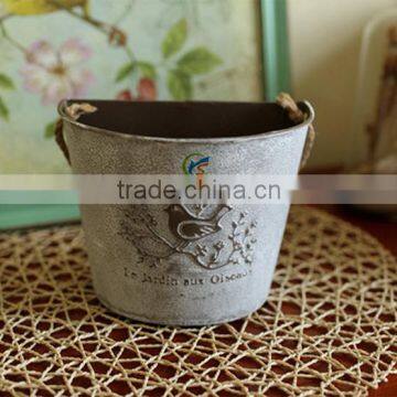 White Shabby Chic Mini Metal Pitcher Flower Vase