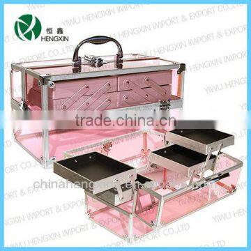 pink acrylic makeup case,acrylic case,personalized clear acrylic makeup case'