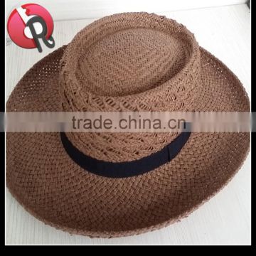 new style big wide brim straw cowboy hat porkpie style hat