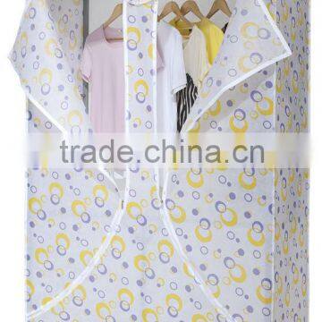 2014 portable non-woven fabric metal wardrobe