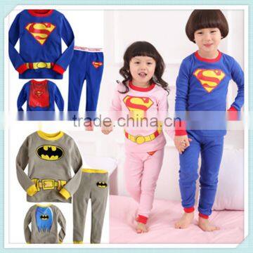 Spring Autumn Baby Boys Girls Superman Long-sleeved Leisurewear Kids 2 Piece Suit Homewear Loungewear Nightclothes