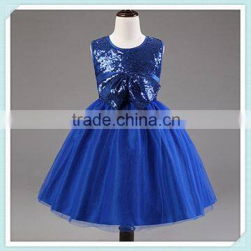 Royal Blue Sequins Tulle Flower Girl Dress Pageant Bridal Party Dress Toddler Baby Girl Dress for Wedding Fashion Kids Wear