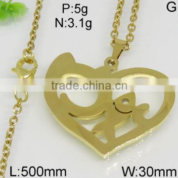 Beloved girlfriend heart pendant gold chain necklace