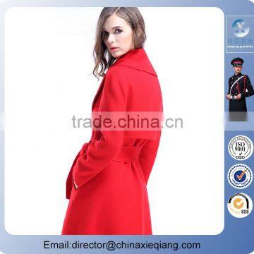 2016 Fashion Belted Trench Red Coat for Women