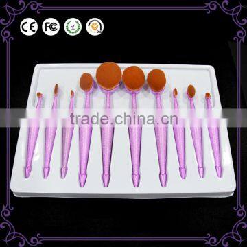 Bling Bling New Design 10 Pieces Oval Multi-purpose Toothbrush Makeup Brush Sets Professional Pink Makeup Oval Brush photo-2