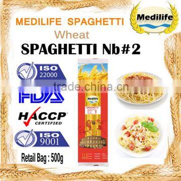 Spaghetti Nb#2 100% Durum Wheat Semolina Flour, Long Pasta With Wheat 500g Bag