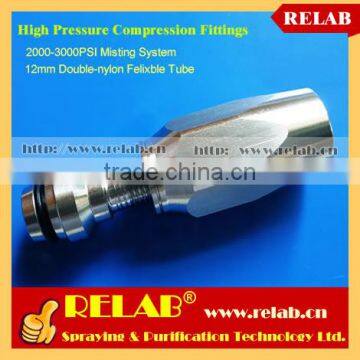 304SS 2000PSI High Pressure Fogging System Misting Nozzle Compression Tee Connector