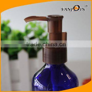 200ml Cobalt Blue Boston Round Pleastic Bottle With Brown Lotion Pump photo-6