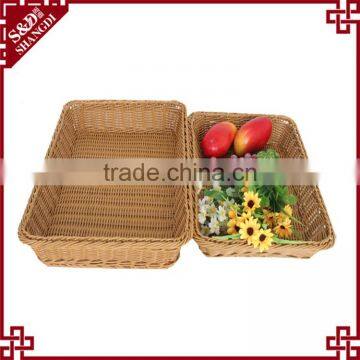 Wholesale handwoven rattan storage dough proofing poly rattan plastic bread basket