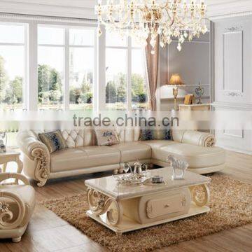 Chrysanthemum series genuine leather corner sofa set