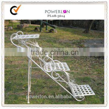 POWERLON Shabby chic 3 tiers stair metal plant stand outdoor furniture garden sets