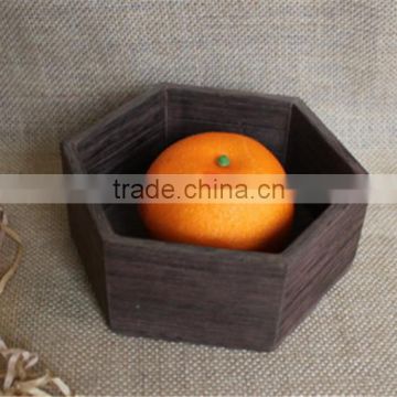 Grey Dyed Colored Handmade Hexagon Small Wooden Tray Decorative photo-2
