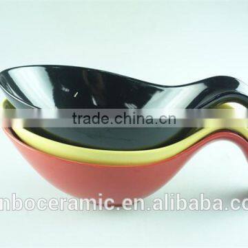 Colorful black/yellow/red glazed ceramic spoon holder kitchen utensil rest 12.2 inch