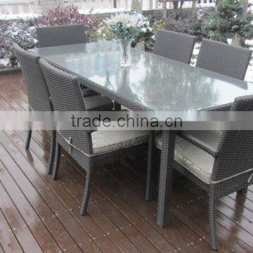 All Season Outdoor Furniture Rectangle Rattan Table and Chairs Dining Set photo-5