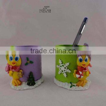 Resin Chick Figurine Pen Container for New Year Symbol Decor photo-2