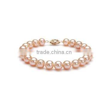 Simple 6-7mm Pink Round Freshwater Pearls Bracelet Design photo-2