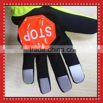 Hi Viz Reflective Gloves With STOP Sign Traffic Police Gloves