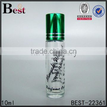 10ml cosmetic packaging silk screen printed glass bottle roll on fragrance perfume bottle glass with plastic roller ball