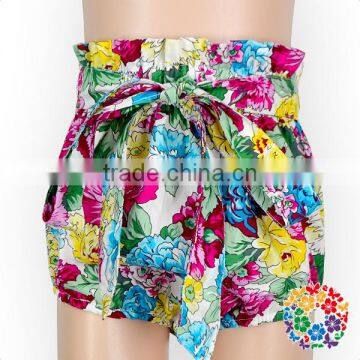 2017 Spring Fashion Kids Pants Design Infant Shorts Girls Soft Baby Floral Shorts With Bowknot