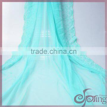 Elegant netting embroidery fabric lace, green flower embroidered lace fabric for wedding dress