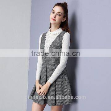 Winter Women Long Sleeve Dress Knitted Plaid Fashion Dress Casual Party Dress photo-2