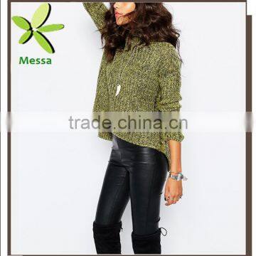 New Arrival Customized Ribbed Knitwear Sweater Stitch High Low Jumper with Side Splits