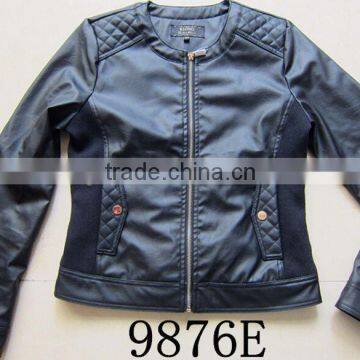 Women Fashion Coat pu Leather Quilted Short Style Jacket photo-6