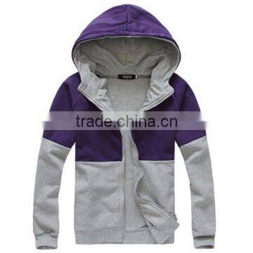 splicing hoodies,two-tone CVC fabric hoodies