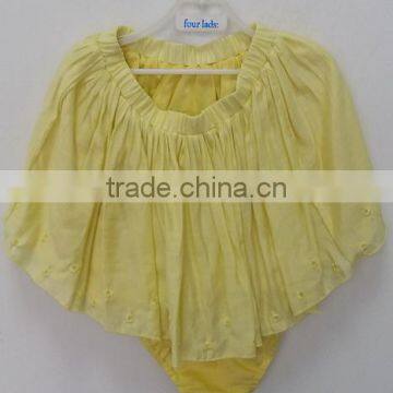 baby girls cute light yellow short dress with underwear for summer