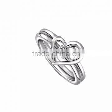 Indian Artificial Silver Plated Single CZ Stud Heart Ring