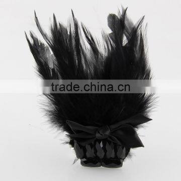 Trendy Bowknot Rhinestone Inlaid Brooches Feather Embellished Dual-use Hairpin Brooch for Costume Jewelry photo-4