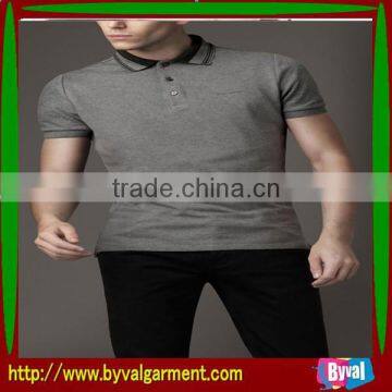 Wholesale Good Quality Low Price Dark Gray Polo Neck Pique Plain Color Polo Shirt photo-6