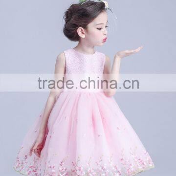 Sleeveless Flowers Girl Wedding Elegant Satin O-neck Kids Dress Waist Bow Flower Dresses photo-3