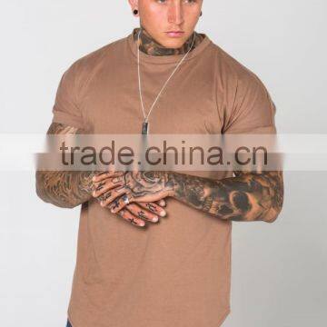 New Style 100% Cotton Oversized Cut and Low Sharp T Shirt Fashion Streetwear Black Plain Mens Longline T Shirt photo-3