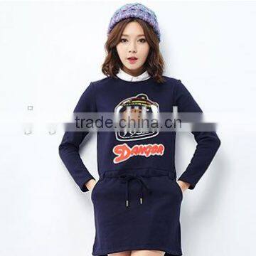 Female Money Navy Blue Collar Waist Line Cultivate One's Morality Dress photo-2