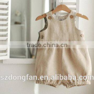 Newborn Baby Boy Orangic Cotton Shortall Cute Fashion Plain Jon Jon Romper photo-4