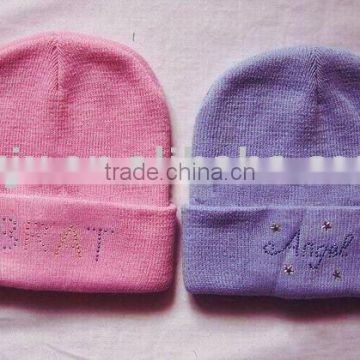 hot sale custom acrylic embroidery knitted hat