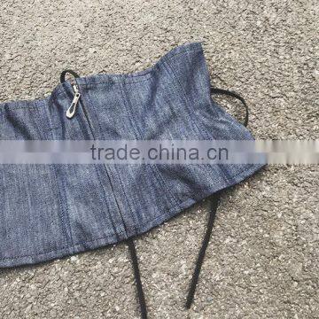 Fashion Black/Blue Cowboy New Belt Tied With a Black Waist Corset Tight Corset Denim Zipper Girdle For Women photo-2