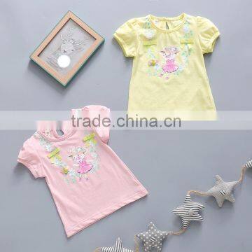 Wholesale summer cotton priting kids girl short sleeve t shirts