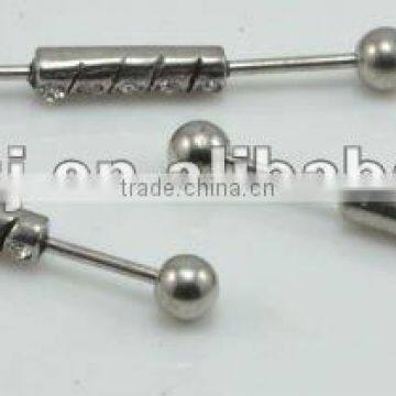 special design bar with stone industrial barbell body tongue rings piercing jewelry