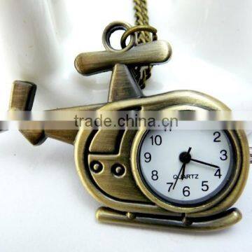 free shipping!!! 50*32mm cartoon helicopterpendant pocket watch @ mixed Antique Bronze Mechanical Locket Watch pocket