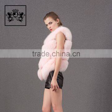 Lovely short jacket cute vest pink fox fur coat for women