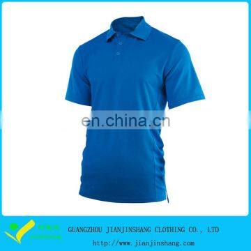 Solid Blue Custom Logo Polyester Dri-Fit Spandex Button Polo Shirts