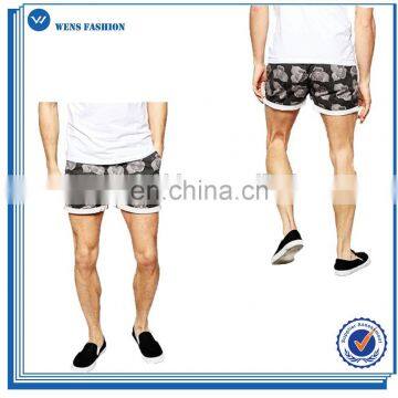 Hot Sale Floral Printed Mens Casual Denim Shorts