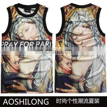 2014 summer wholesale floral print men tank tops