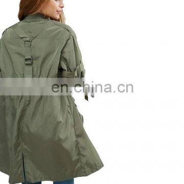 Latest Fashion Women Longline Parka With Parachute Strapping photo-5