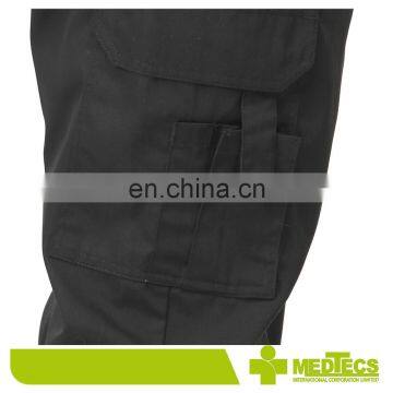 Black Elastic Band Workwear Cargo Pants With Pockets